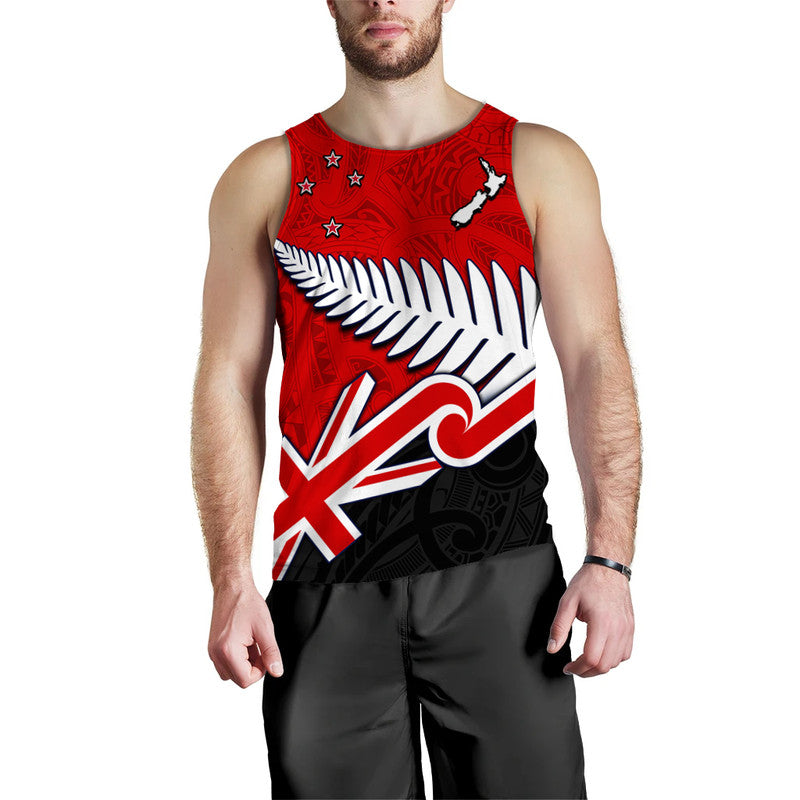 Waitangi Men Tank Top Aotearoa Tino Rangatiratanga Flag with Silver Fern - Vibe Hoodie Shop