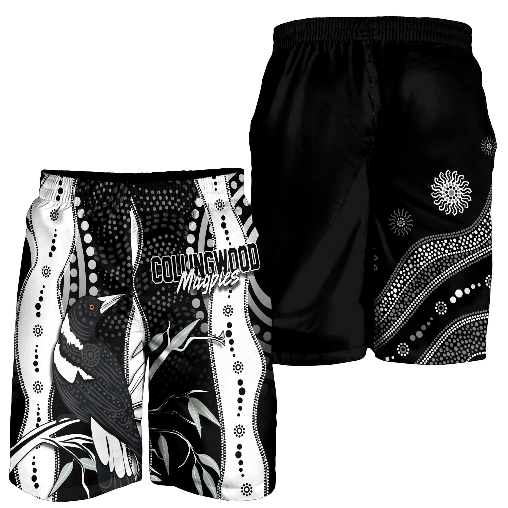 Collingwood Magpies Aboriginal Men Shorts Artsy Vibes - Vibe Hoodie Shop