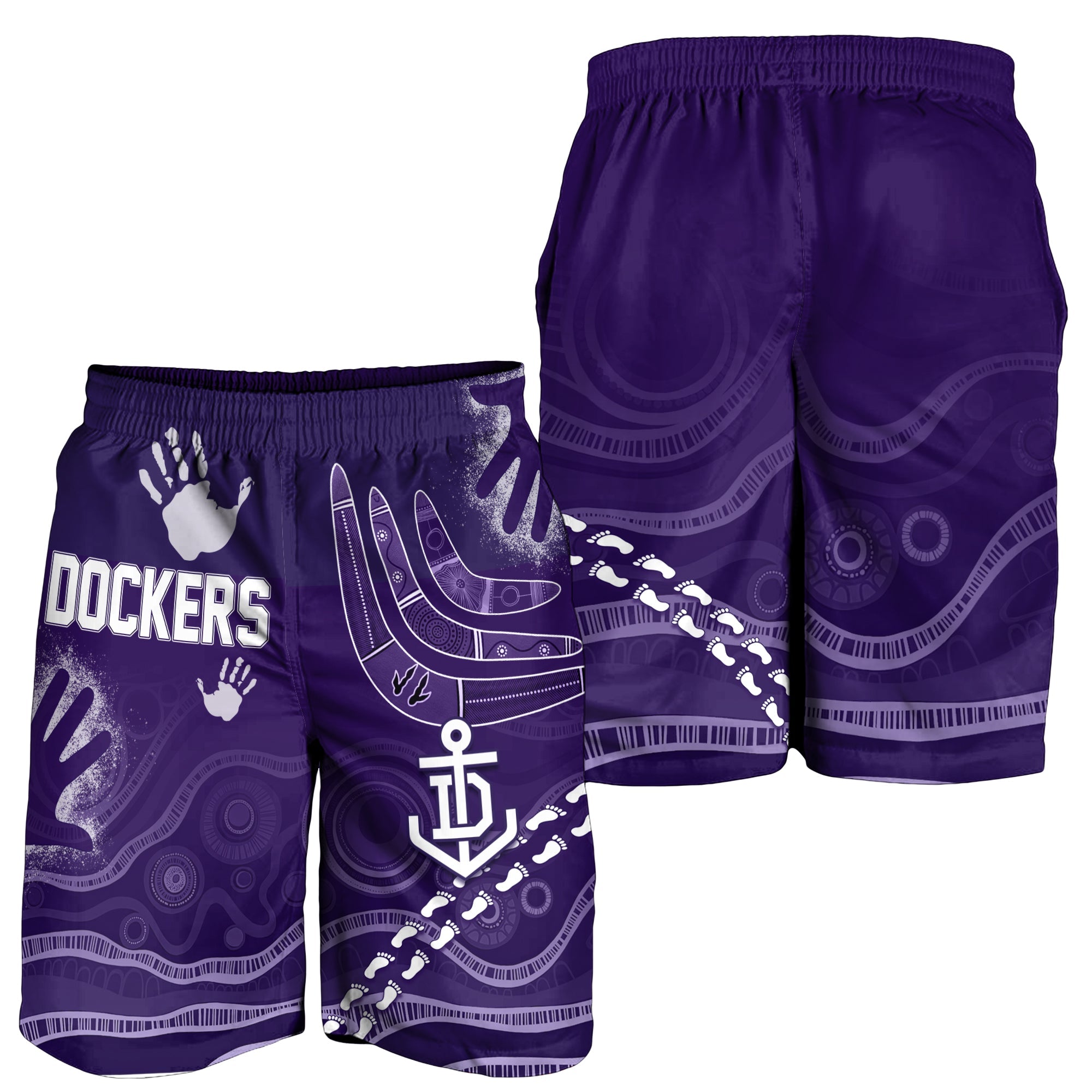 Freo Dockers Aboriginal Men Shorts Purple Tsunami - Vibe Hoodie Shop