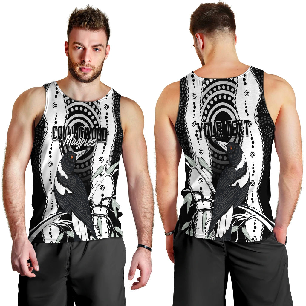 Personalised Collingwood Magpies Aboriginal Men Tank Top Artsy Vibes - Vibe Hoodie Shop