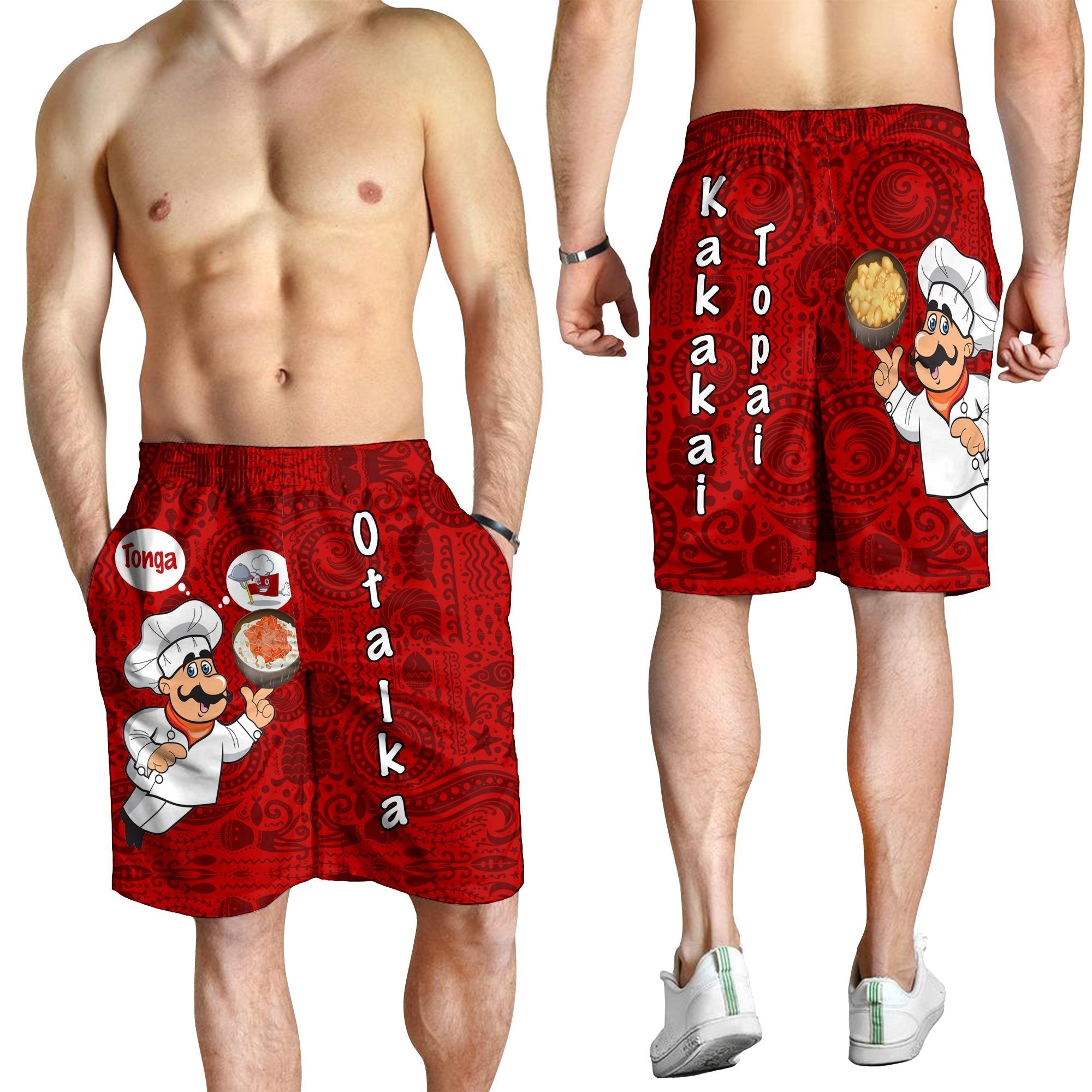 Tonga All Over Print Men's Shorts - Coconut Dishes - Vibe Hoodie Shop