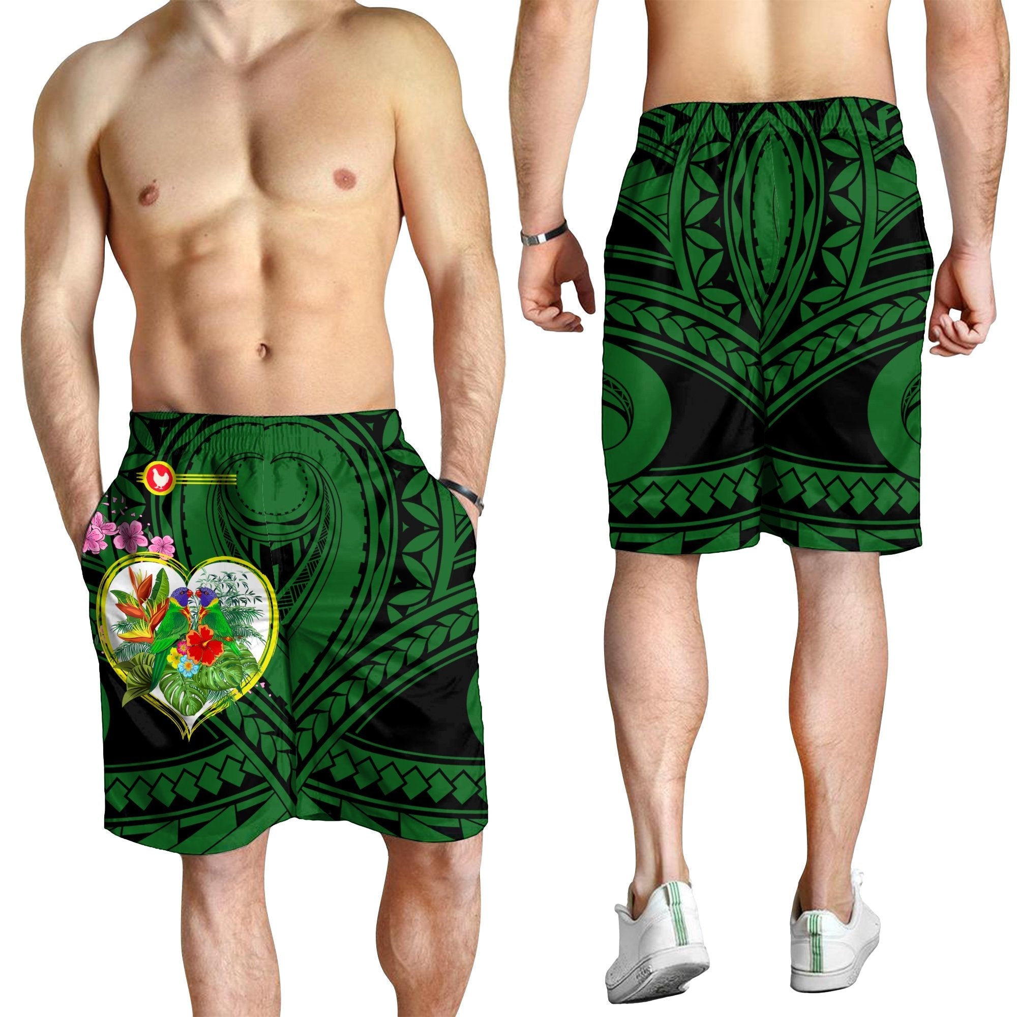 American Samoa All Over Print Men's Shorts - The Love Of Blue Crowned Lory - Vibe Hoodie Shop