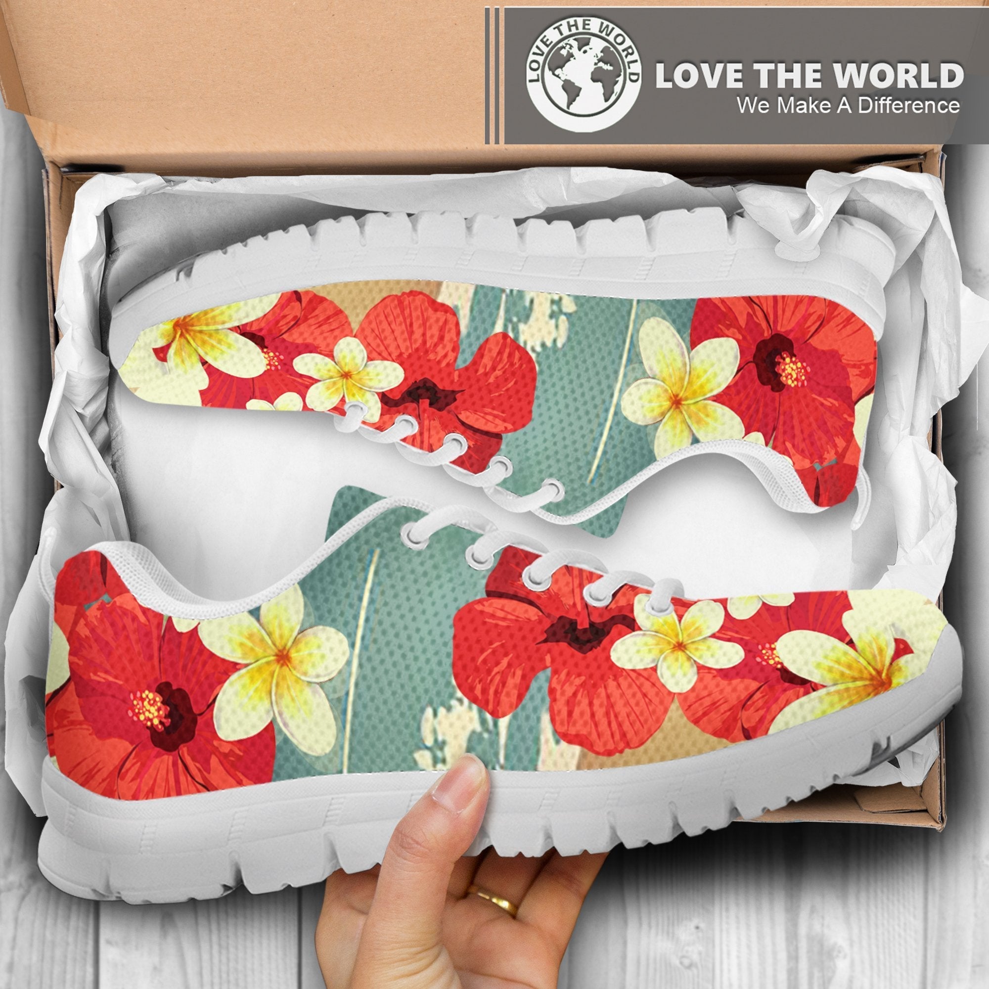 Fiji Shoes - Hibiscus and plumeria vintage Sneakers - Vibe Hoodie Shop