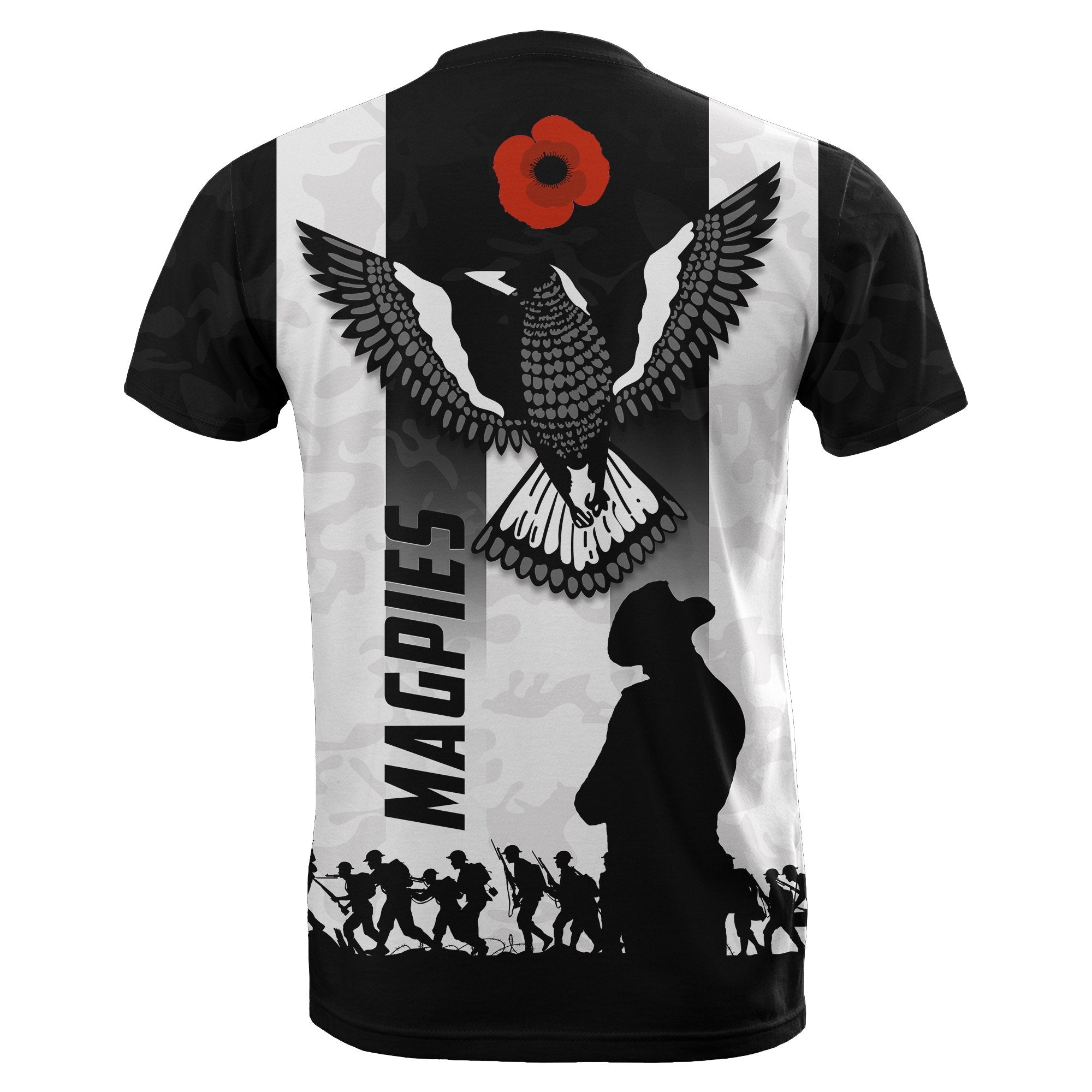 (Custom Personalised) Magpies ANZAC Day T shirt - Vibe Hoodie Shop