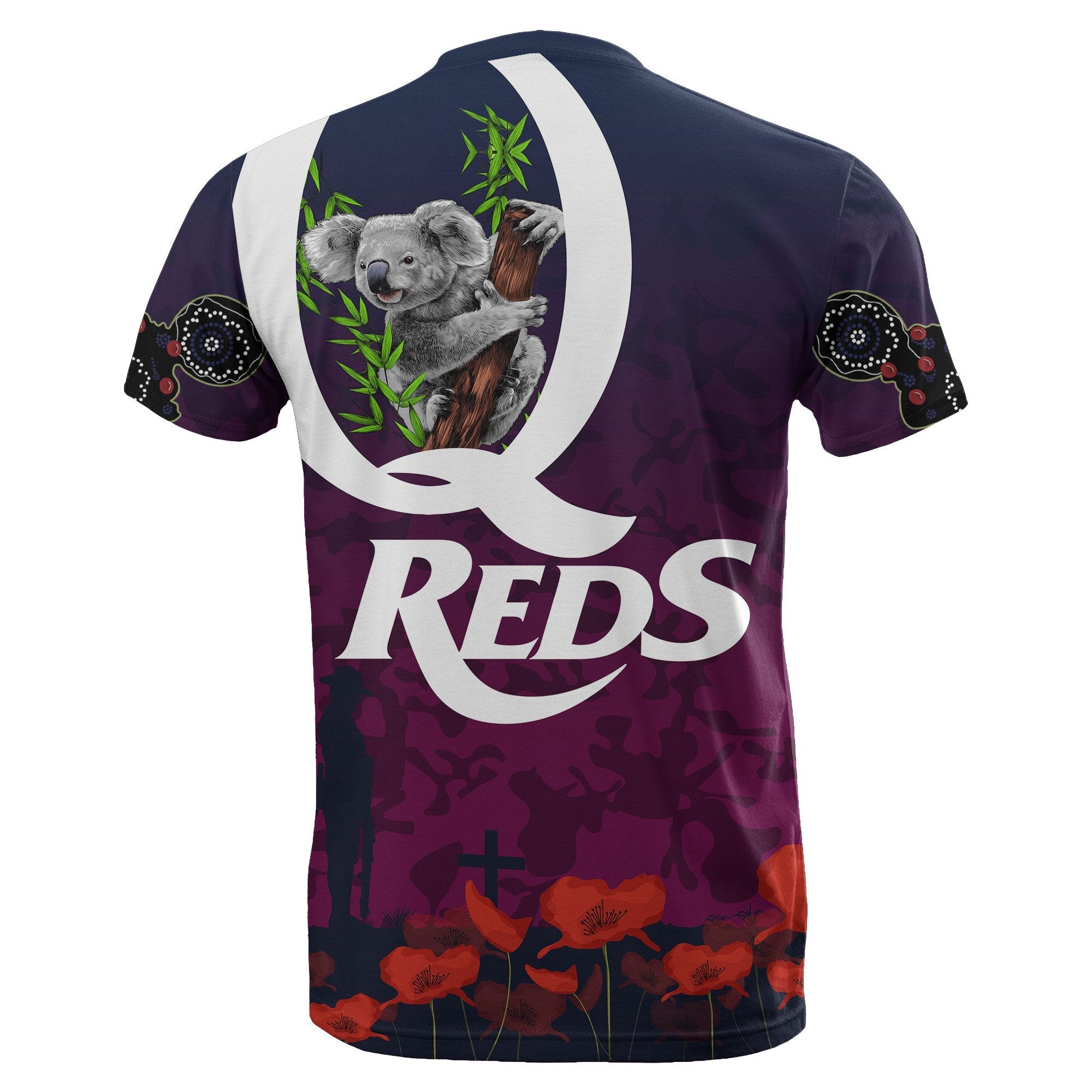 Queensland Reds T shirt Koala ANZAC Day - Vibe Hoodie Shop