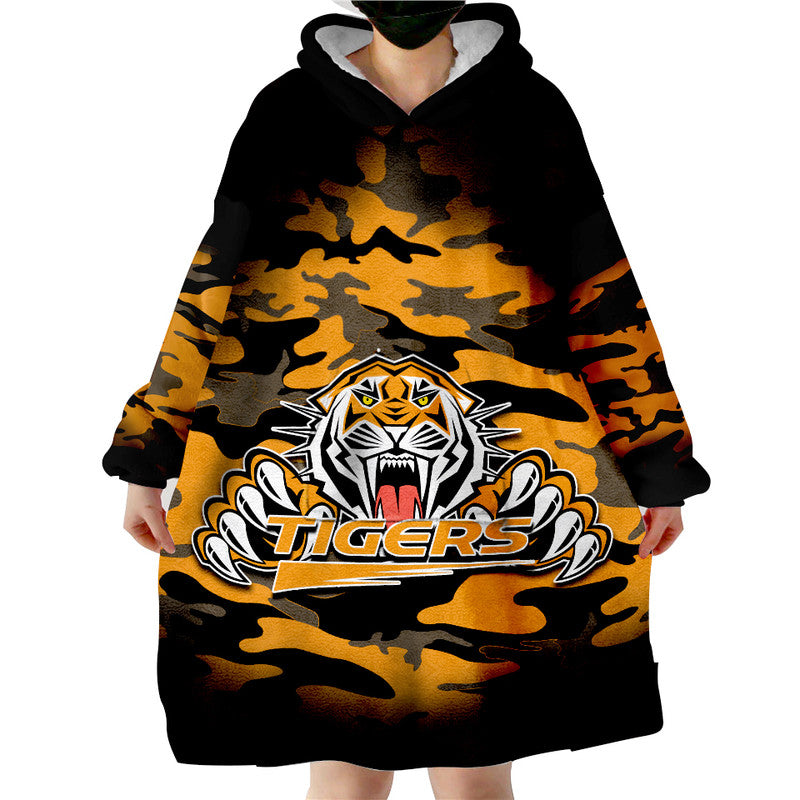 Tigers Rugby Wearable Blanket Hoodie Anzac Day Army Patterns - Vibe Hoodie Shop