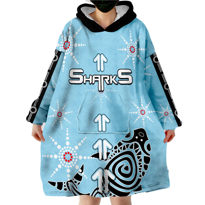 Sharks Rugby Wearable Blanket Hoodie Blue Style - Vibe Hoodie Shop