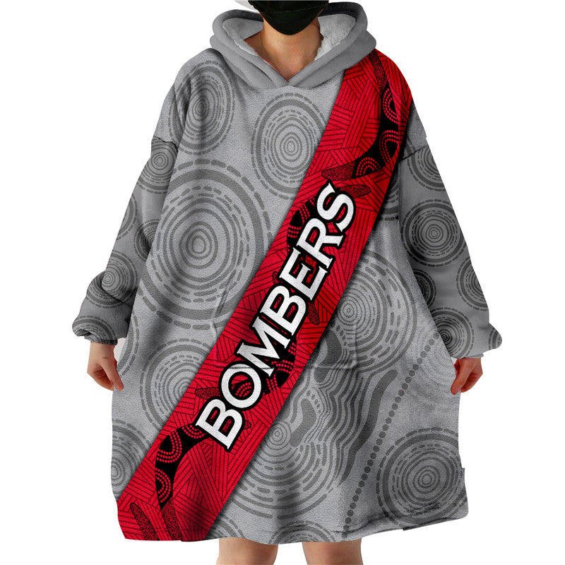 Australian Football League-Bombers Wearable Blanket Hoodie - Gray - Vibe Hoodie Shop