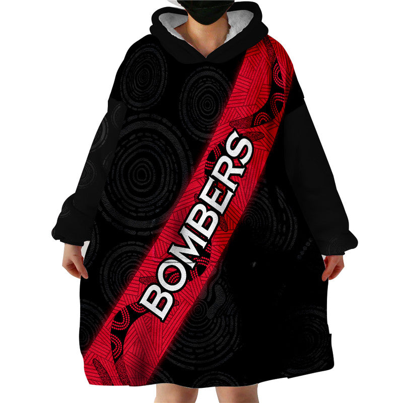 Australian Football League-Bombers Wearable Blanket Hoodie - Black - Vibe Hoodie Shop