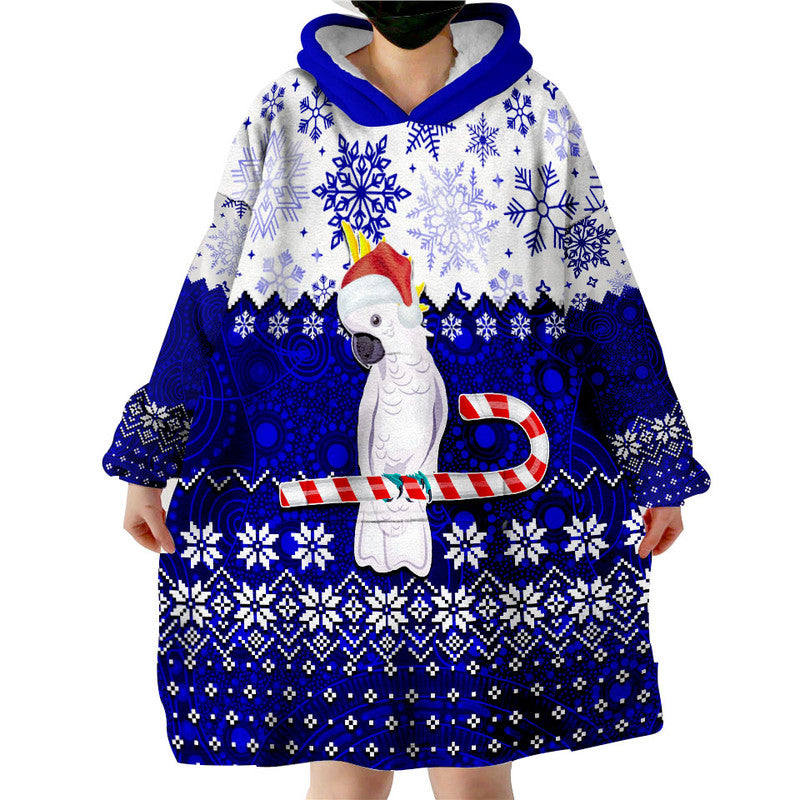 Aboriginal Christmas 2022 Cockatoo Wearable Blanket Hoodie Blue Style - Vibe Hoodie Shop