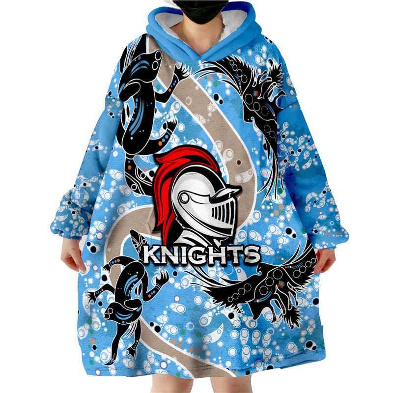 Knights Rugby Wearable Blanket Hoodie Aboriginal Animal - Vibe Hoodie Shop