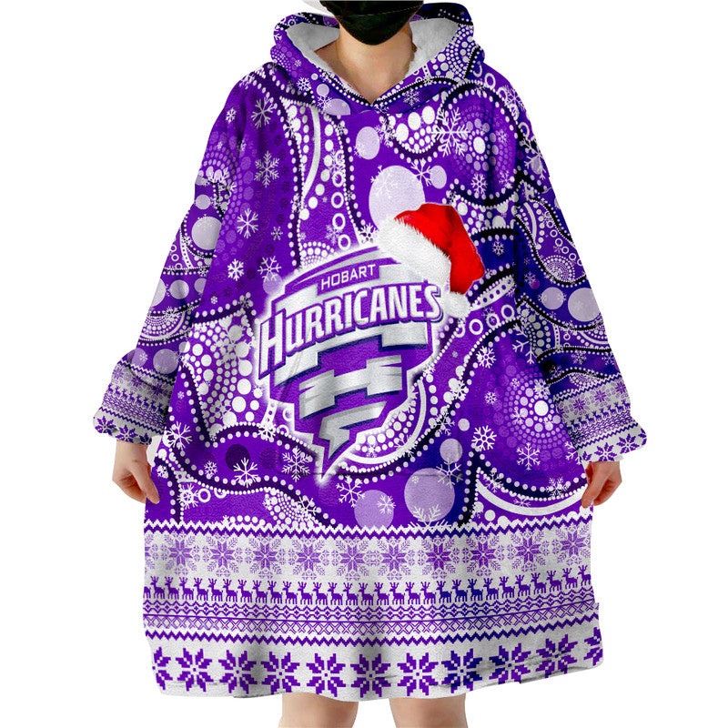 Hobart Hurricanes Christmas Mix Aboriginal Wearable Blanket Hoodie - Vibe Hoodie Shop