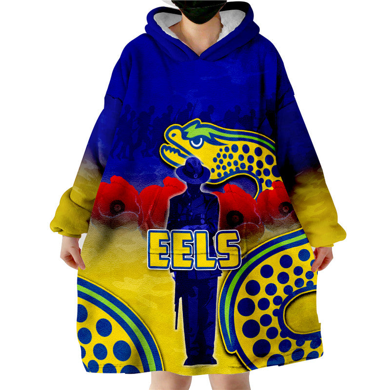 Eels Rugby Wearable Blanket Hoodie Anzac Day - Vibe Hoodie Shop