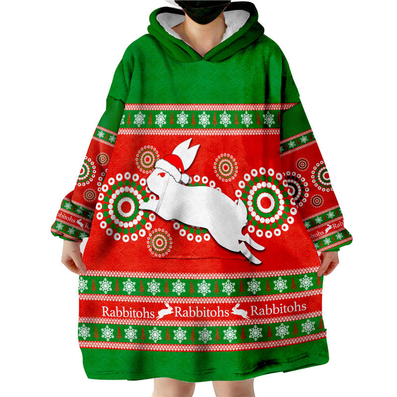 Rabbitohs Rugby Wearable Blanket Hoodie Christmas - Vibe Hoodie Shop