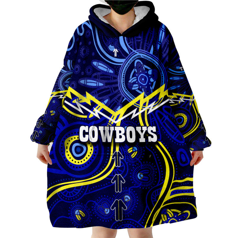 Cowboys Rugby Wearable Blanket Hoodie Aboriginal Jersey - Vibe Hoodie Shop