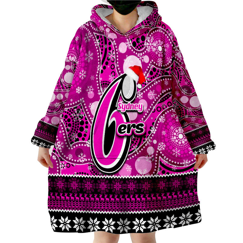 Sydney Sixers Christmas Mix Aboriginal Wearable Blanket Hoodie - Vibe Hoodie Shop