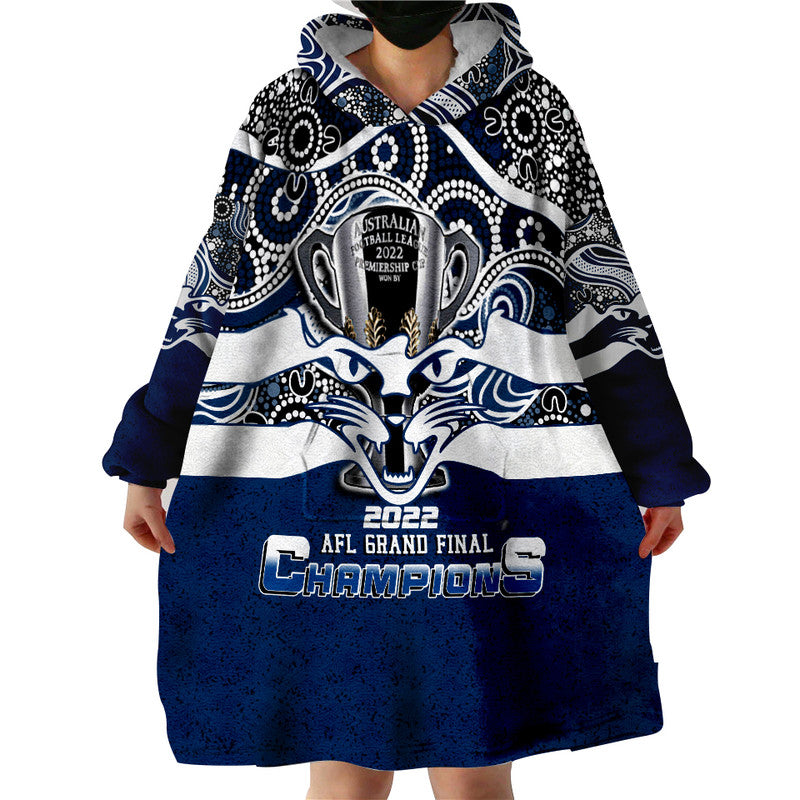 Australian Football League 2022 Premiership Geelong Cats Wearable Blanket Hoodie - Vibe Hoodie Shop
