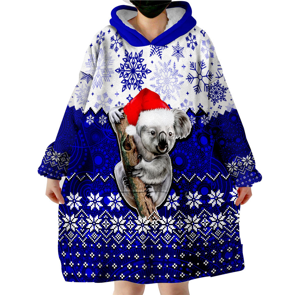 Aboriginal Christmas 2022 Koala Wearable Blanket Hoodie Blue Style - Vibe Hoodie Shop