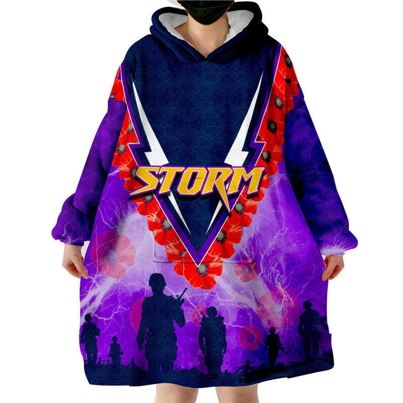 NRL Storm Wearable Blanket Hoodie Anzac Day Poppy Flowers Jersey - Vibe Hoodie Shop