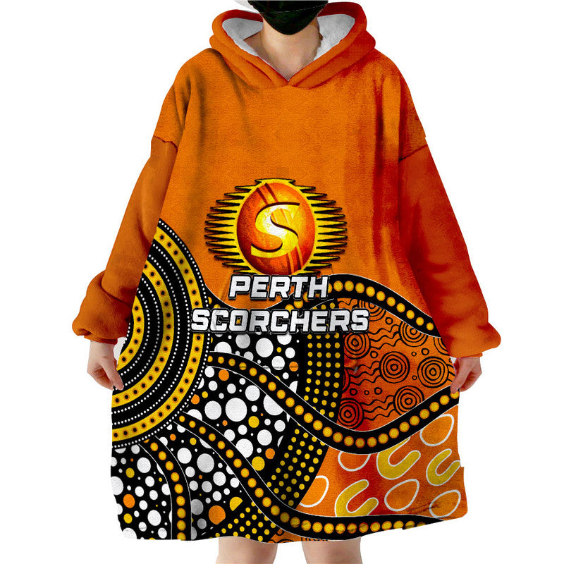 Perth Scorchers Wearable Blanket Hoodie Aboriginla Mix Patterns Jersey - Vibe Hoodie Shop