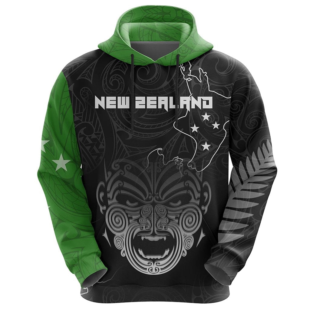 New Zealand Maori Ta Moko Hoodie Green - Vibe Hoodie Shop