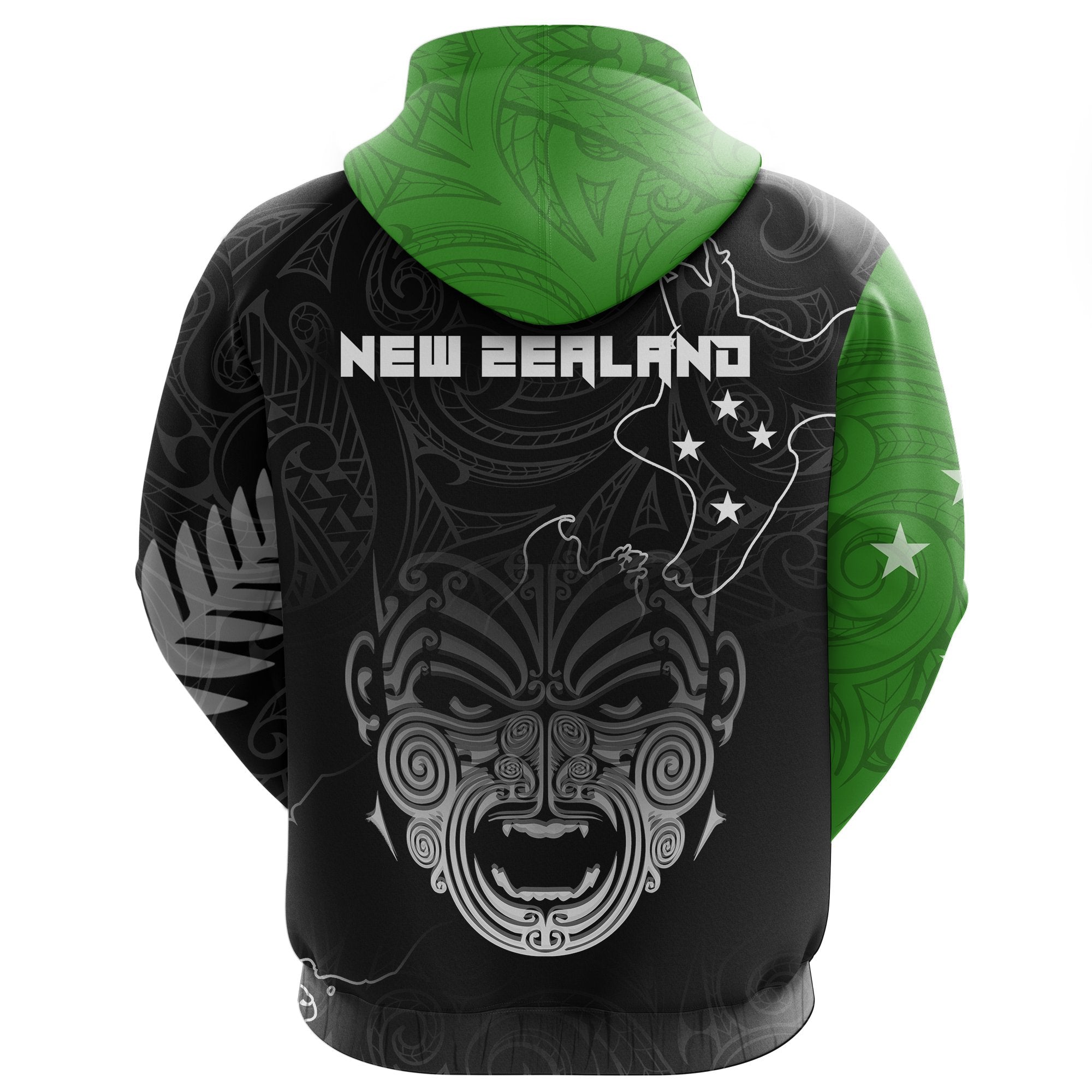 New Zealand Maori Ta Moko Hoodie Green - Vibe Hoodie Shop