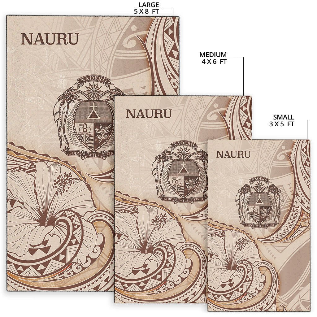 Nauru Area Rug - Hibiscus Flowers Vintage Style - Vibe Hoodie Shop