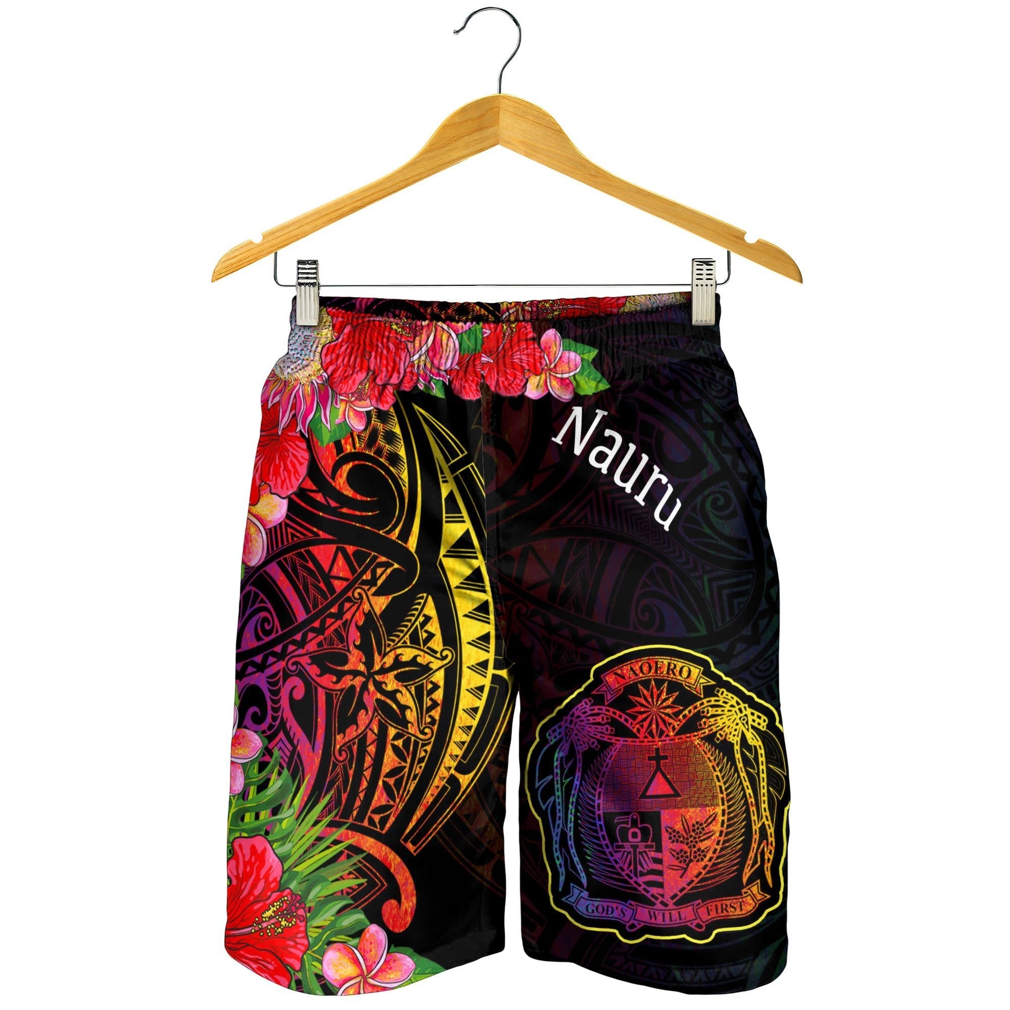 Nauru Men's Shorts - Tropical Hippie Style - Vibe Hoodie Shop