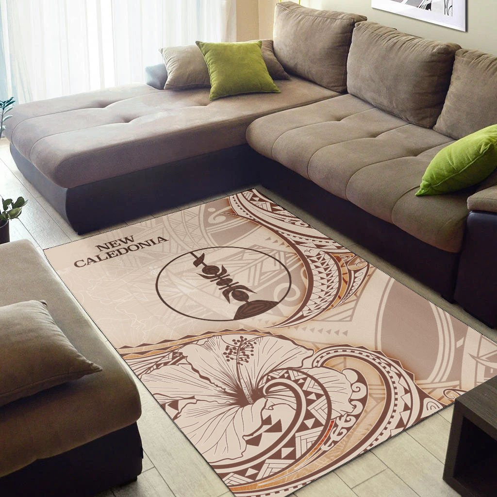 New Caledonia Area Rug - Hibiscus Flowers Vintage Style - Vibe Hoodie Shop