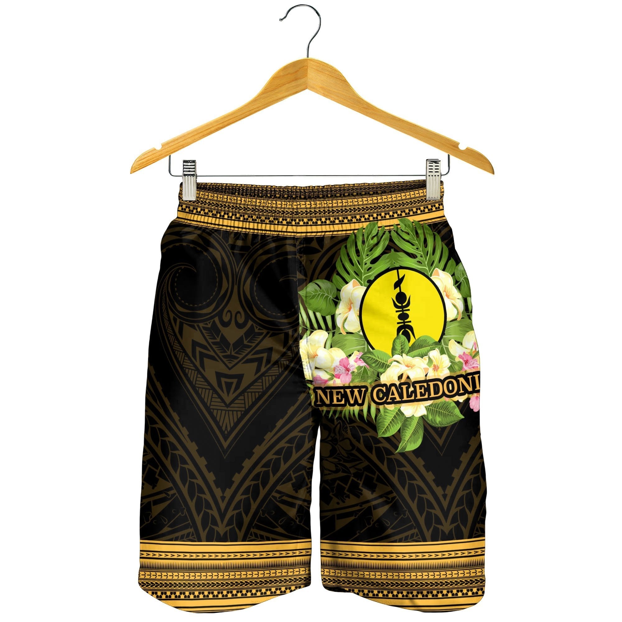 New Caledonia Men's Shorts - Polynesian Gold Patterns Collection - Vibe Hoodie Shop