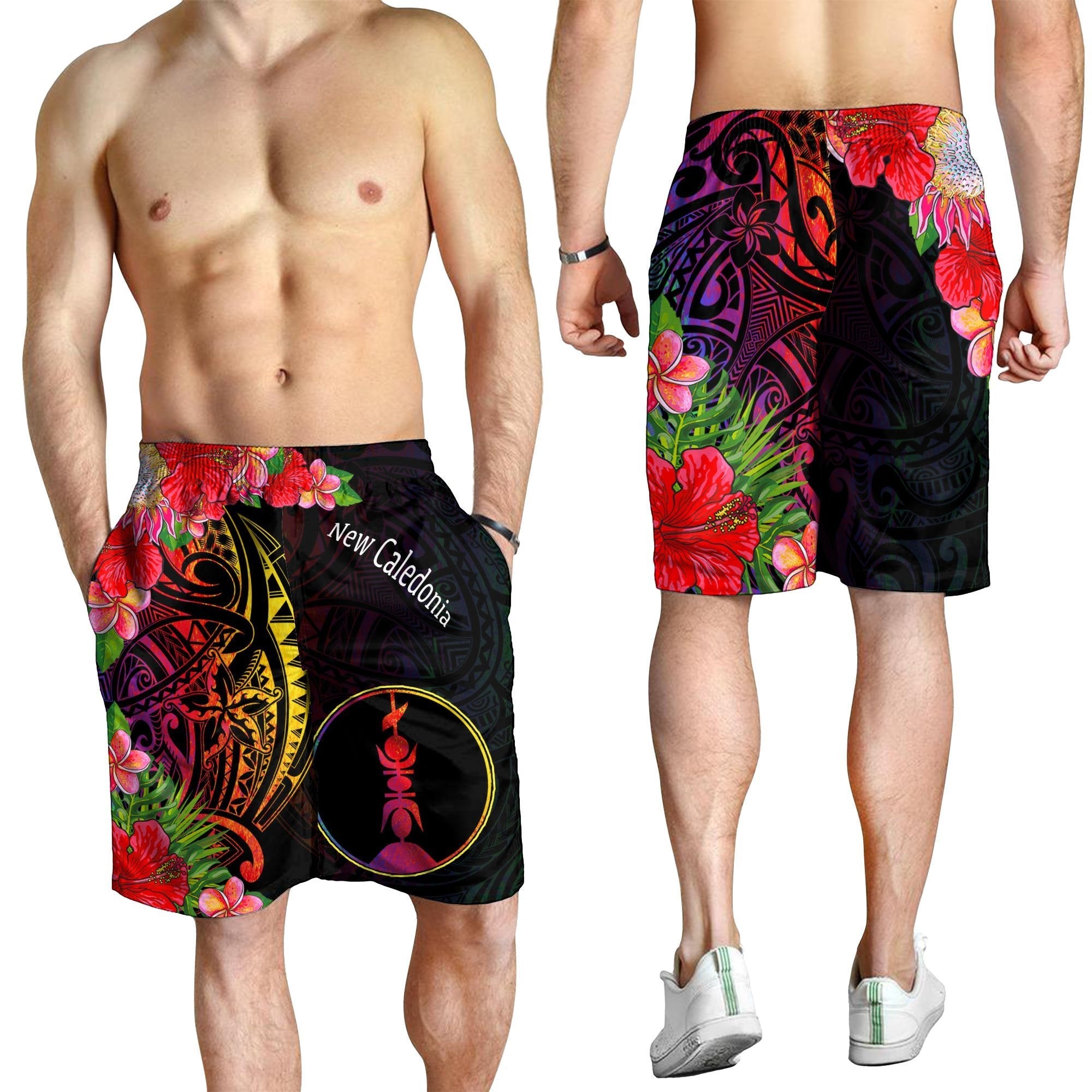 New Caledonia Men's Shorts - Tropical Hippie Style - Vibe Hoodie Shop