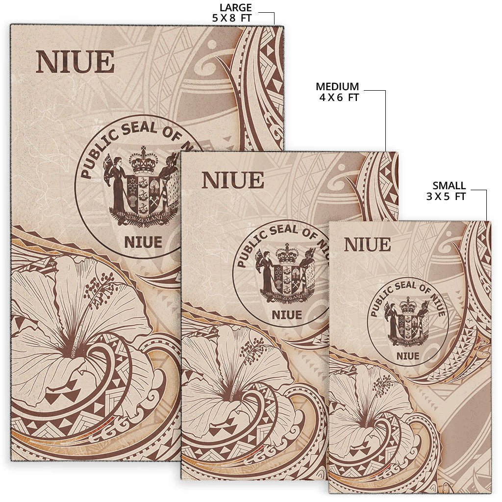 Niue Area Rug - Hibiscus Flowers Vintage Style - Vibe Hoodie Shop