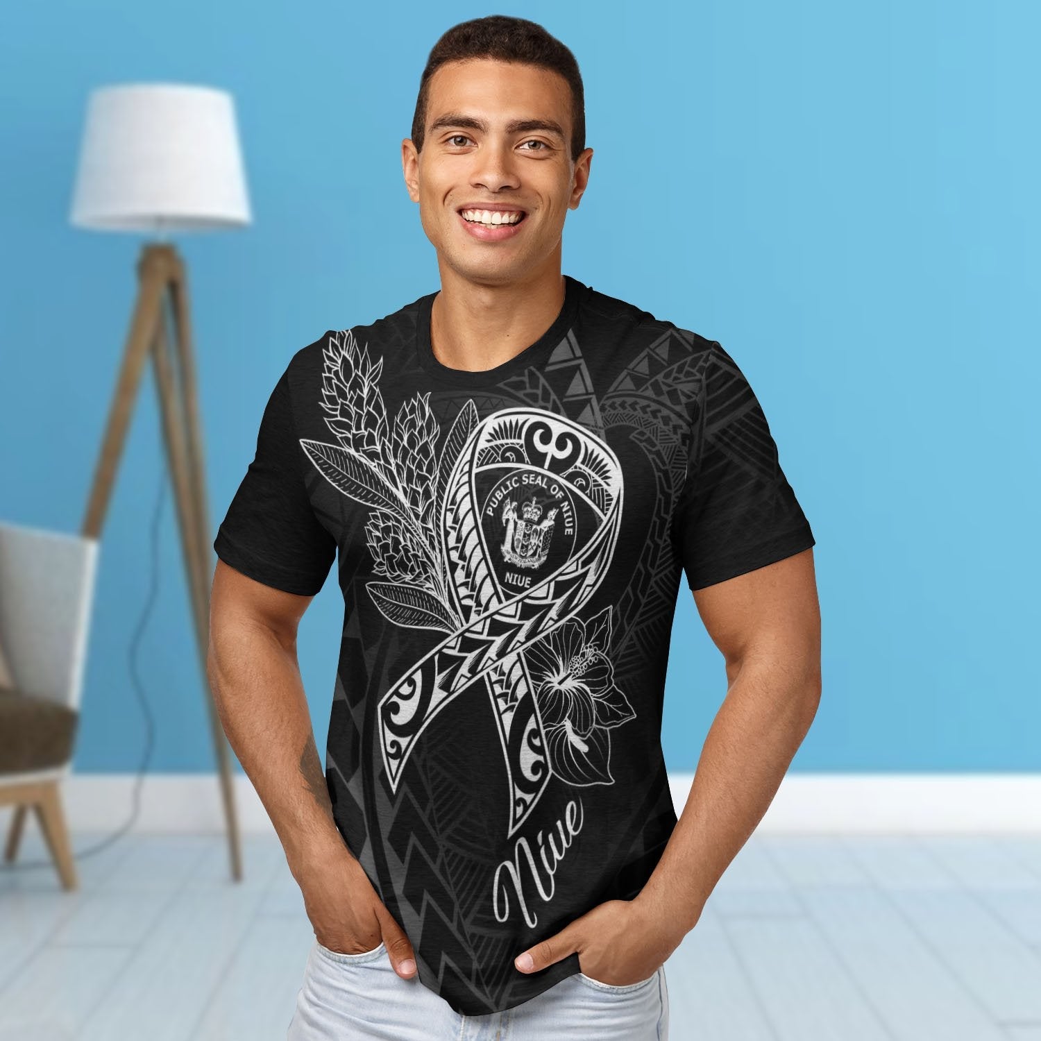 Niue T shirt - Ribbon Polynesian Style - Vibe Hoodie Shop