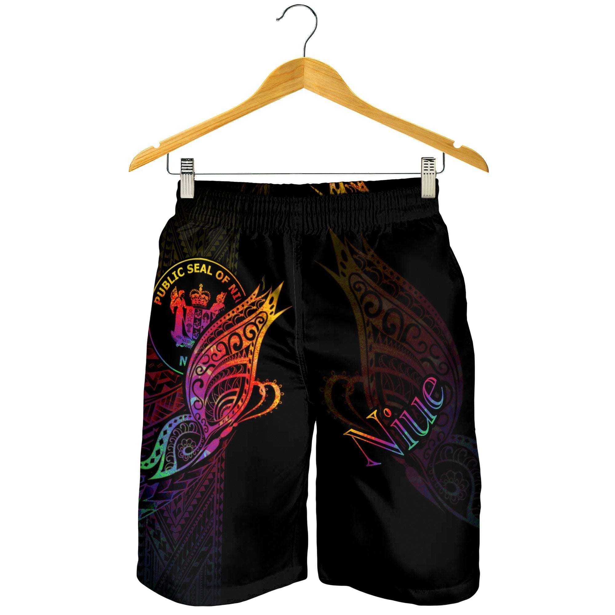 Niue Men's Shorts - Butterfly Polynesian Style - Vibe Hoodie Shop