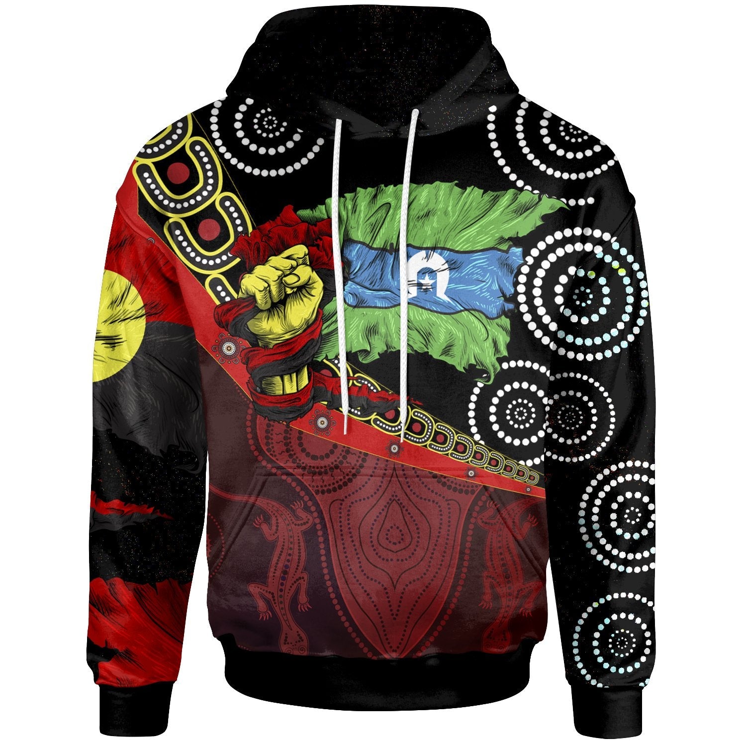 Hoodie - Aboriginal Flags and Dot Acrylic Paint Style NAIDOC - Unisex - Vibe Hoodie Shop