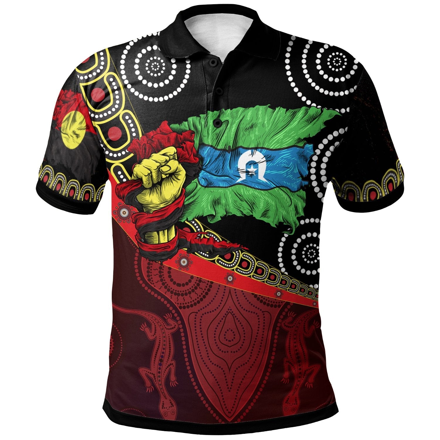 Polo Shirts - Aboriginal Flags and Dot Acrylic Paint Style NAIDOC - Unisex - Vibe Hoodie Shop