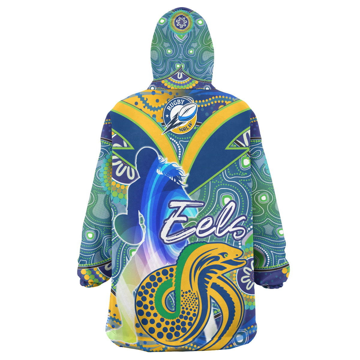 NRLW Eels Rugby Snug Hoodie - Custom Rugby Ball Indigenous Aboriginal Eels Women Wearable Blanket Hoodie - Vibe Hoodie Shop