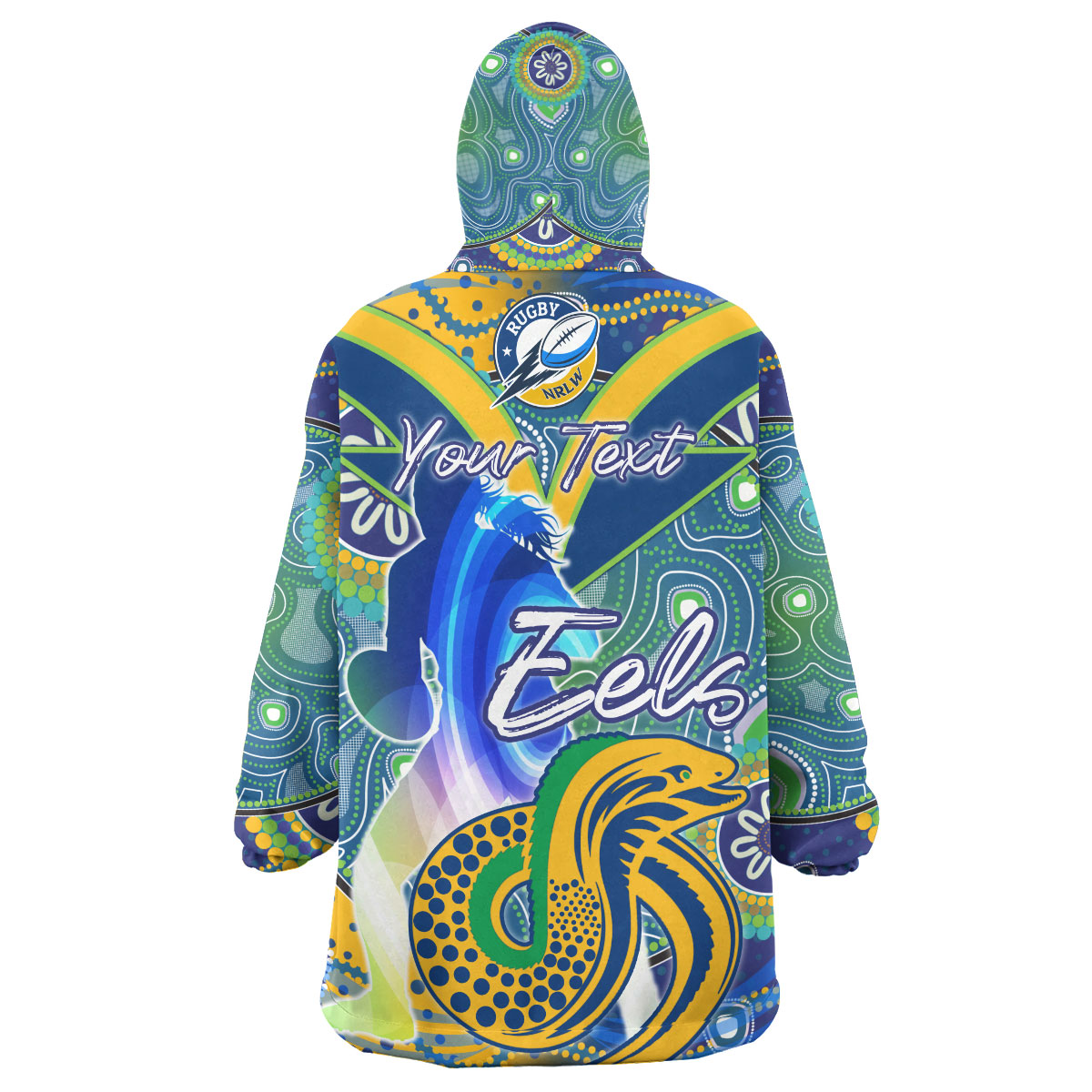 NRLW Eels Rugby Snug Hoodie - Custom Rugby Ball Indigenous Aboriginal Eels Women Wearable Blanket Hoodie - Vibe Hoodie Shop
