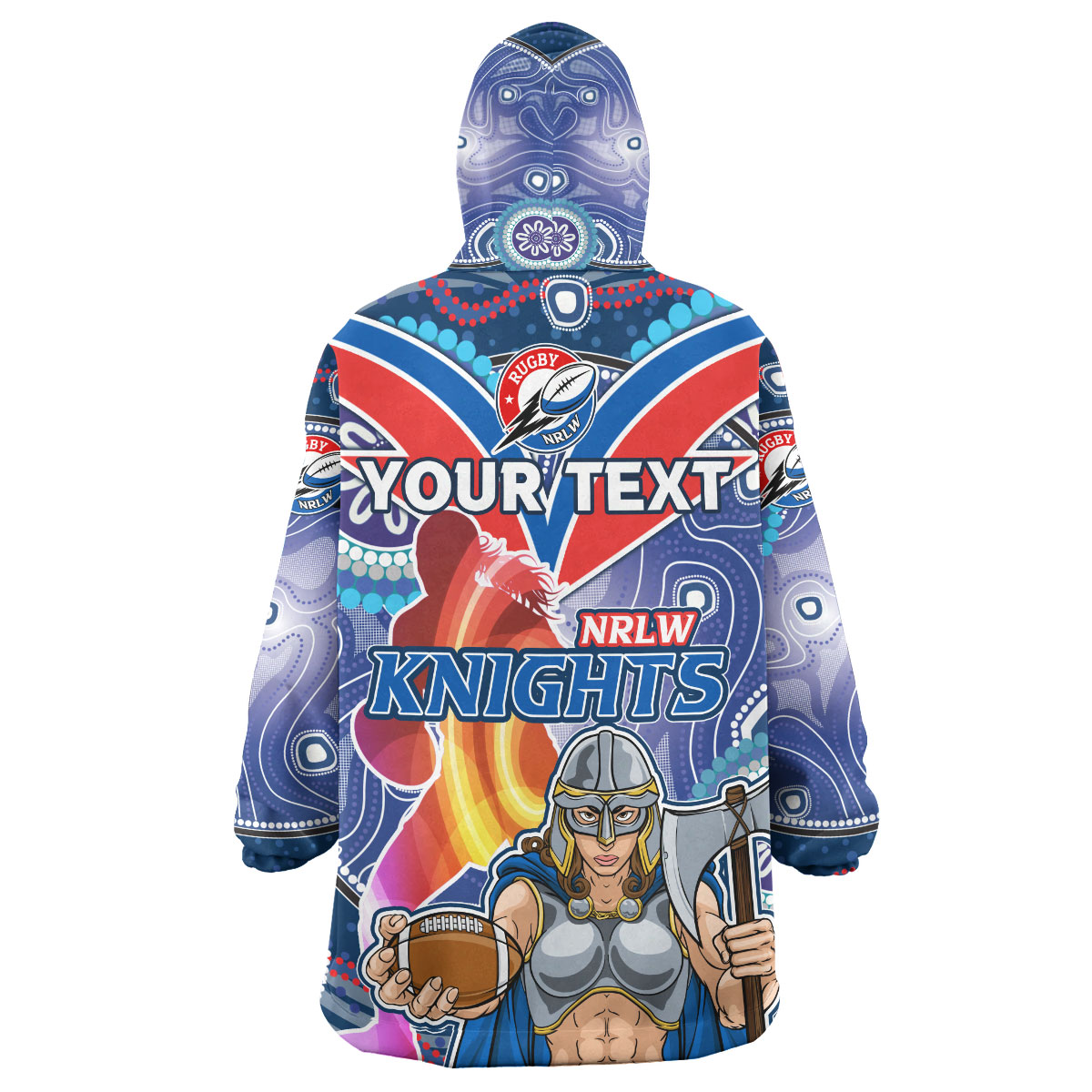 NRLW Knights Rugby Snug Hoodie - Custom Rugby Ball Indigenous Aboriginal Knights Women Wearable Blanket Hoodie - Vibe Hoodie Shop