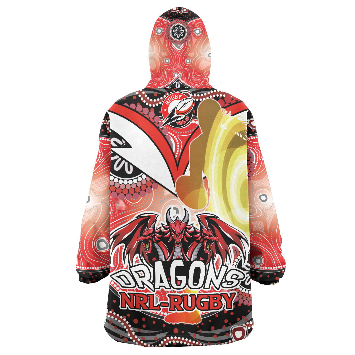 NRLW St. George Rugby Snug Hoodie - Custom Rugby Ball Indigenous Aboriginal St. George Women Wearable Blanket Hoodie - Vibe Hoodie Shop