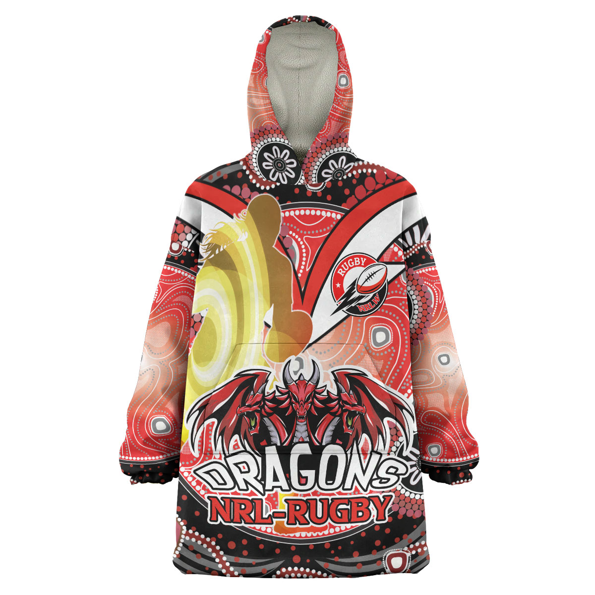NRLW St. George Rugby Snug Hoodie - Custom Rugby Ball Indigenous Aboriginal St. George Women Wearable Blanket Hoodie - Vibe Hoodie Shop