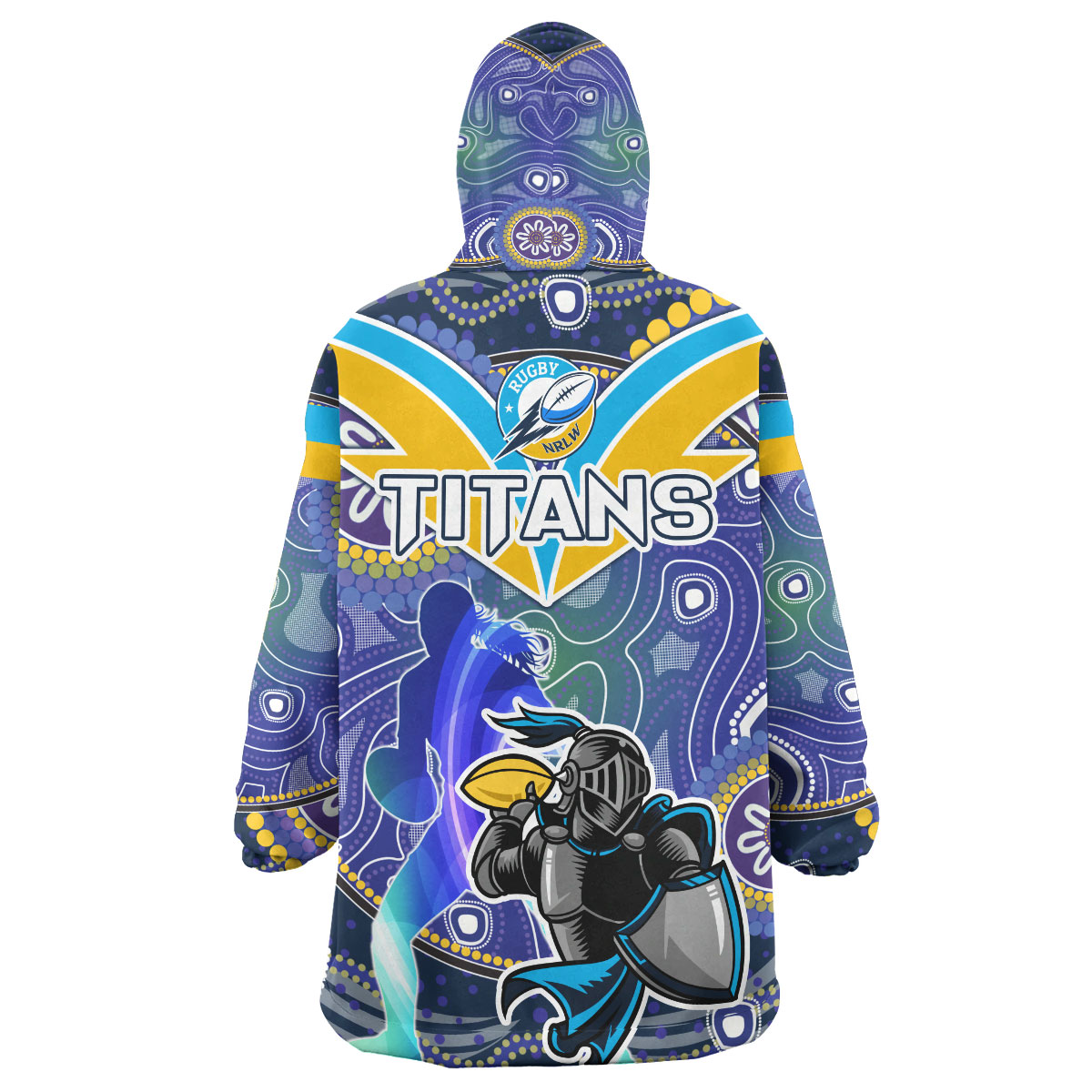 NRLW Titans Rugby Snug Hoodie - Custom Rugby Ball Indigenous Aboriginal Titans Women Wearable Blanket Hoodie - Vibe Hoodie Shop