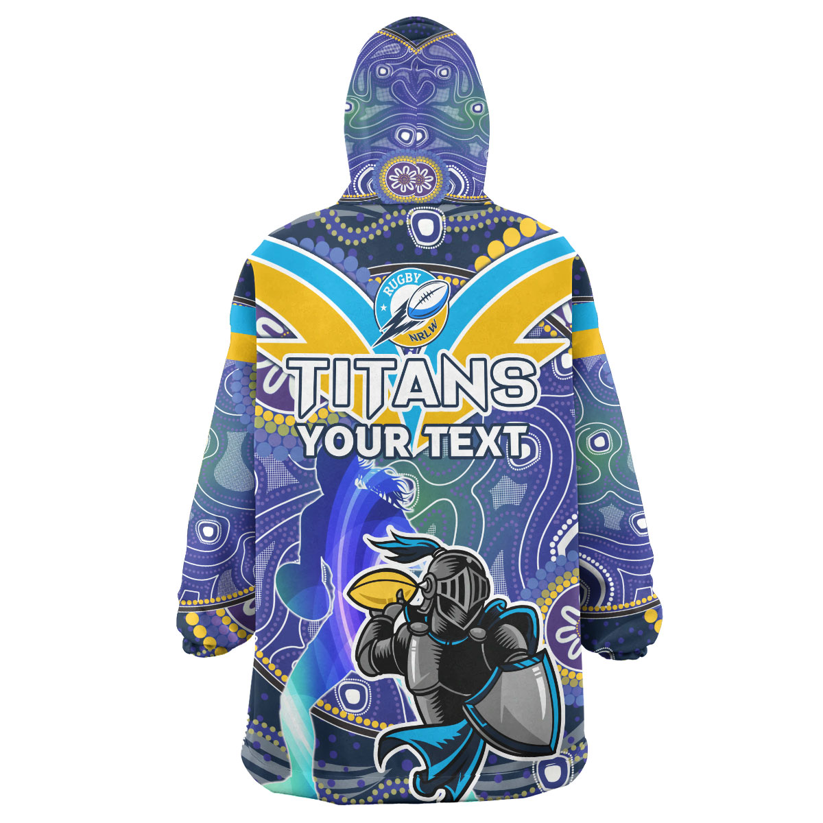 NRLW Titans Rugby Snug Hoodie - Custom Rugby Ball Indigenous Aboriginal Titans Women Wearable Blanket Hoodie - Vibe Hoodie Shop
