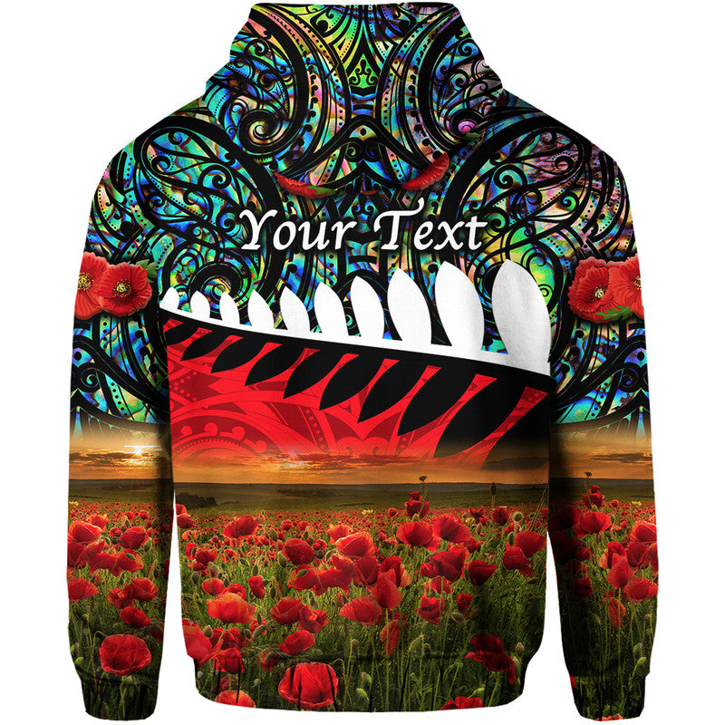 (Custom Personalised) New Zealand Maori ANZAC Zip Up And Pullover Hoodie Poppy Vibes - Paua Shell LT8 - Vibe Hoodie Shop