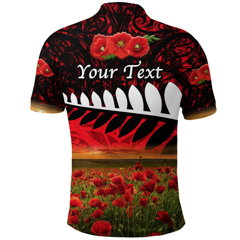 (Custom Personalised) New Zealand Maori ANZAC Polo Shirt Poppy Vibes - Red - Vibe Hoodie Shop