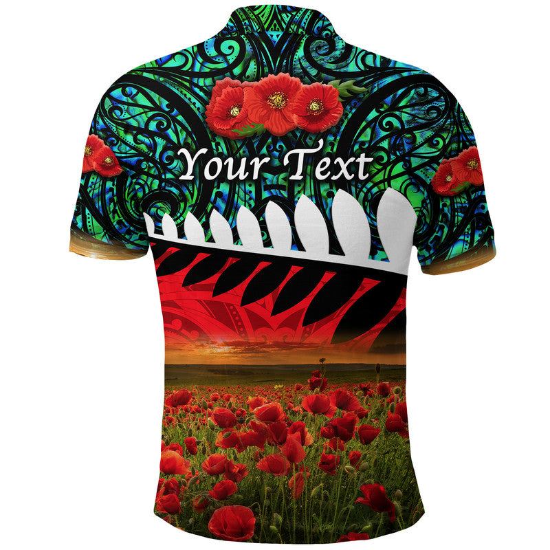 (Custom Personalised) New Zealand Maori ANZAC Polo Shirt Poppy Vibes - Turquoise - Vibe Hoodie Shop