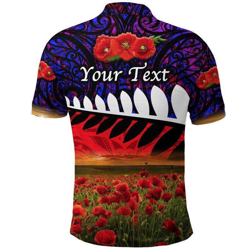 (Custom Personalised) New Zealand Maori ANZAC Polo Shirt Poppy Vibes - Purple - Vibe Hoodie Shop