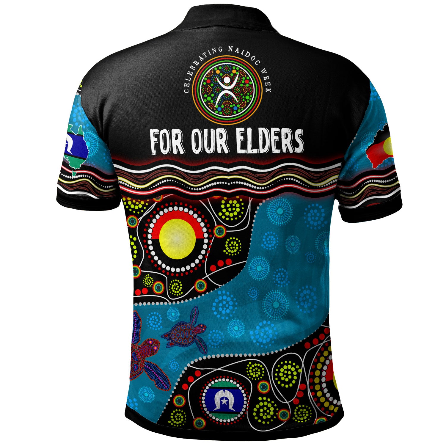 NAIDOC Week 2023 Polo Shirt - Custom Australia Culture Art With River And Tortoise Aboriginal Inspired Dot Art Polo Shirt - Vibe Hoodie Shop