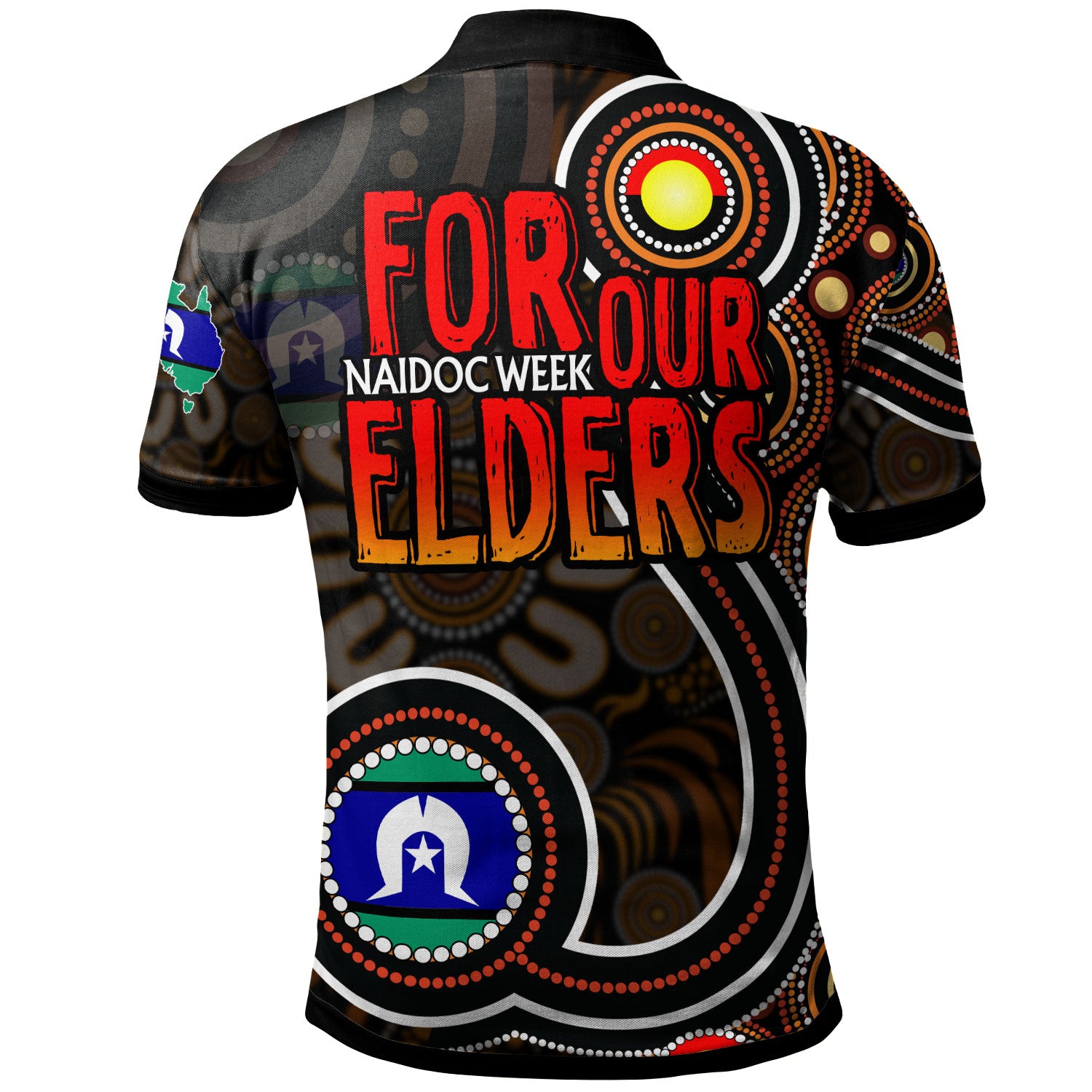 NAIDOC Week 2023 Polo Shirt - Custom For Our Elders Aboriginal Inspired Dot Art Polo Shirt - Vibe Hoodie Shop