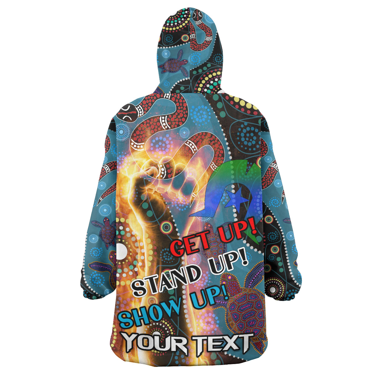 NAIDOC Week 2023 Wearable Blanket Hoodie - Custom Aboriginal Inspired Snake Patterns Wearable Blanket Hoodie - Vibe Hoodie Shop